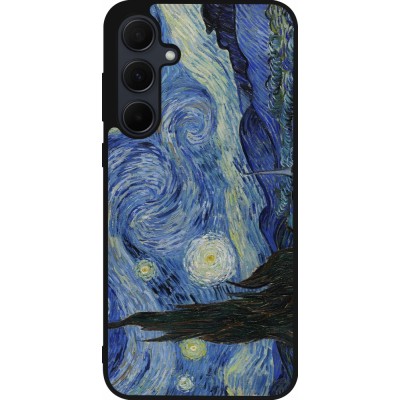Samsung Galaxy A55 5G Case Hülle - Silikon schwarz Kunstbild - Sternennacht - Van Gogh