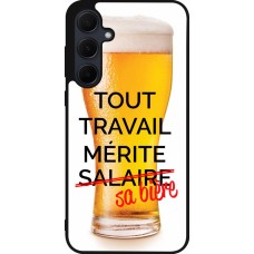 Coque Samsung Galaxy A55 5G - Silicone rigide noir Tout travail mérite sa bière