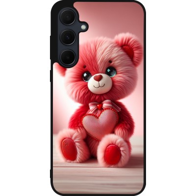 Samsung Galaxy A55 5G Case Hülle - Silikon schwarz Valentin 2024 Rosaroter Teddybär