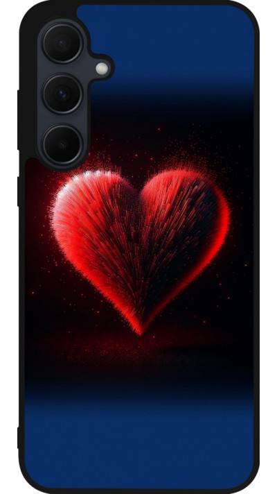 Samsung Galaxy A55 5G Case Hülle - Silikon schwarz Valentin 2025 rotes Herz