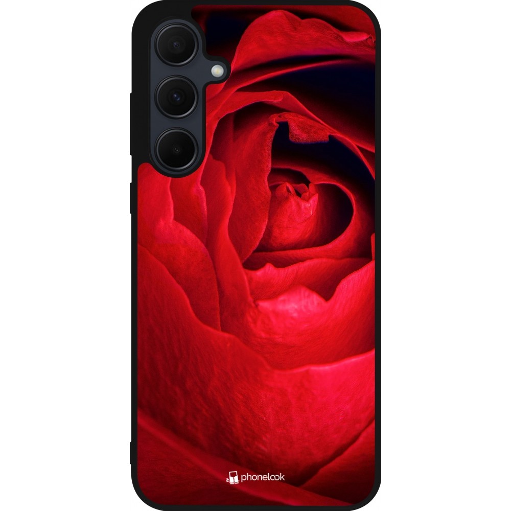 Samsung Galaxy A55 5G Case Hülle - Silikon schwarz Valentine 2022 Rose