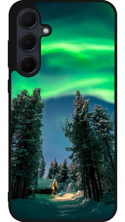 Samsung Galaxy A55 5G Case Hülle - Silikon schwarz Winter 22 Northern Lights