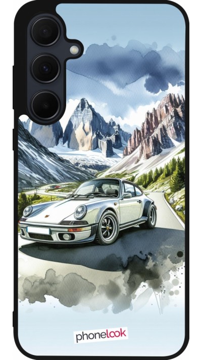 Samsung Galaxy A56 Case Hülle - Silikon schwarz Porsche 911 Berg Aquarell