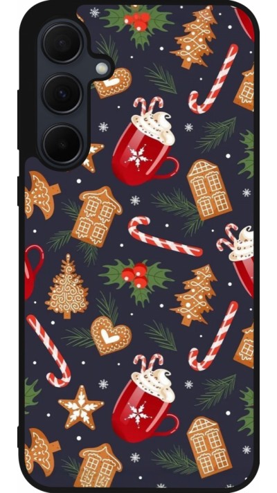 Samsung Galaxy A56 Case Hülle - Silikon schwarz Christmas 25 Pattern Gingerbread House