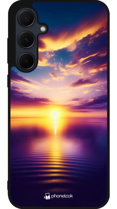 Samsung Galaxy A56 Case Hülle - Silikon schwarz Sonnenuntergang gelb violett