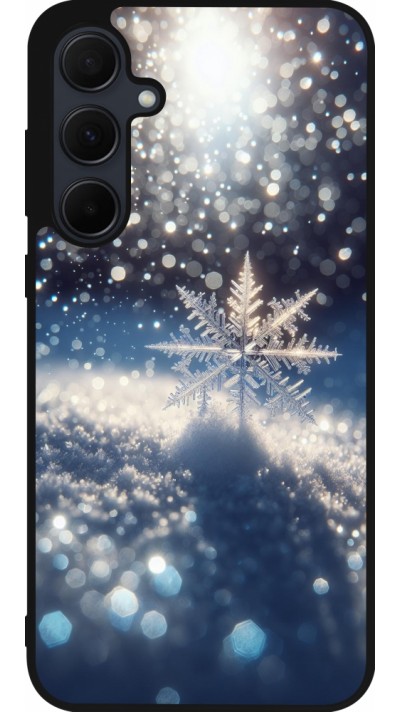 Samsung Galaxy A56 Case Hülle - Silikon schwarz Schneeflocke Solar Glanz