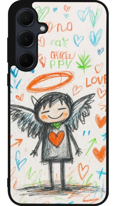 Samsung Galaxy A56 Case Hülle - Silikon schwarz Little Angel Sketch Love