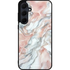Samsung Galaxy A56 Case Hülle - Silikon schwarz Rosa Leuchtender Marmor