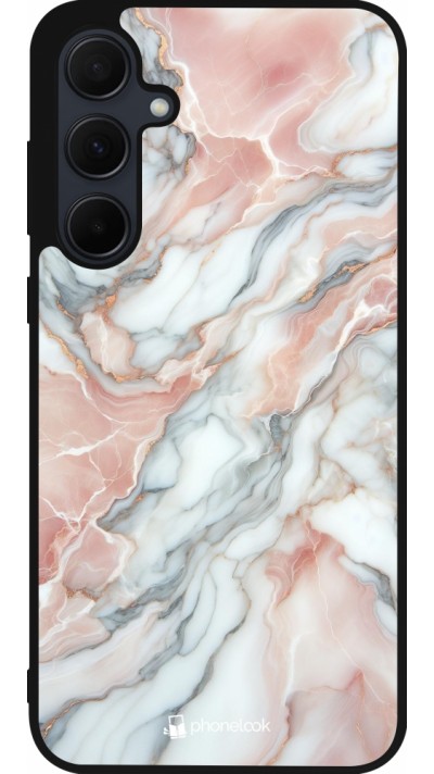 Samsung Galaxy A56 Case Hülle - Silikon schwarz Rosa Leuchtender Marmor