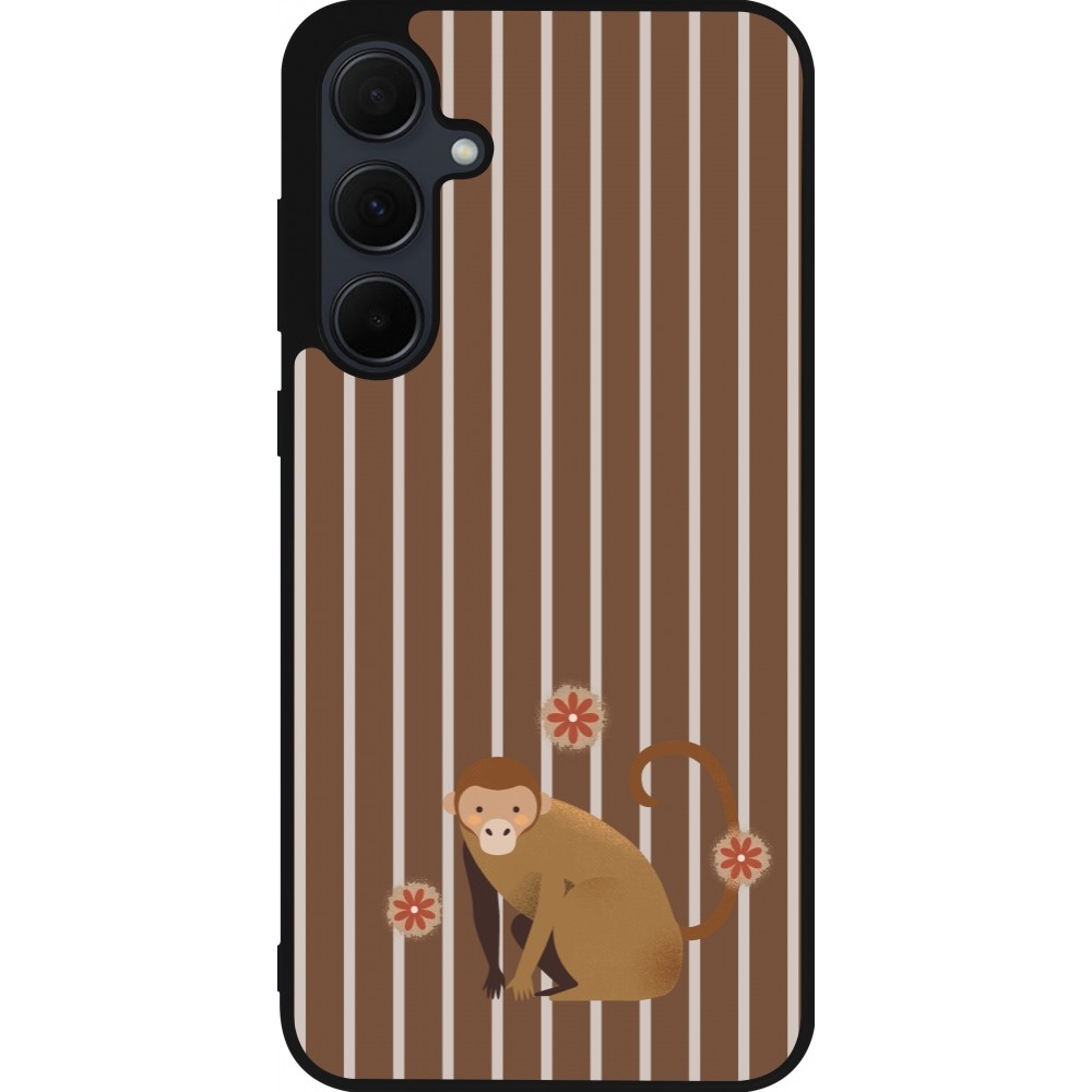 Samsung Galaxy A56 Case Hülle - Silikon schwarz Monkey with stripes