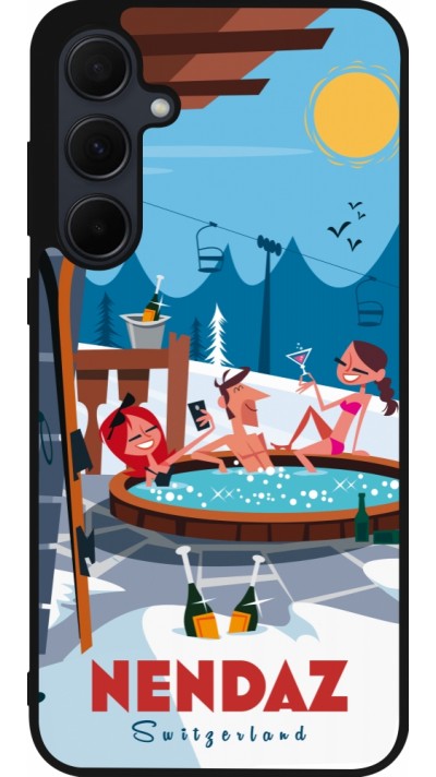 Samsung Galaxy A56 Case Hülle - Silikon schwarz Nendaz Mountain Jacuzzi