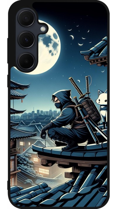 Samsung Galaxy A56 Case Hülle - Silikon schwarz Ninja unter dem Mond