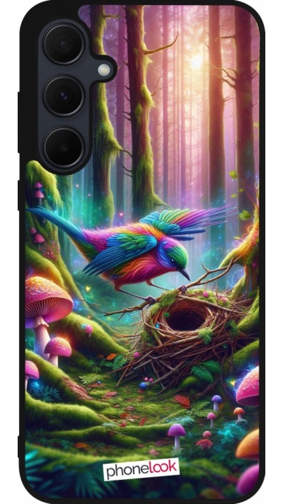 Samsung Galaxy A56 Case Hülle - Silikon schwarz Vogel Nest Wald