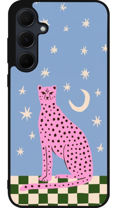 Samsung Galaxy A56 Case Hülle - Silikon schwarz Pink leopard with stars 2026