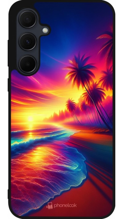 Samsung Galaxy A56 Case Hülle - Silikon schwarz Strand Sonnenuntergang auffällig