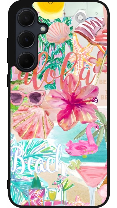 Samsung Galaxy A56 Case Hülle - Silikon schwarz Preppy Collage Aloha