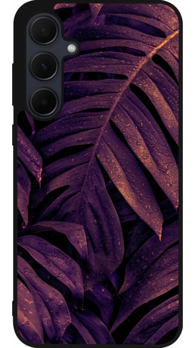 Samsung Galaxy A56 Case Hülle - Silikon schwarz Purple Light Leaves
