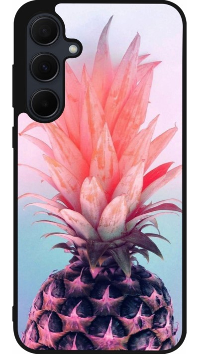 Samsung Galaxy A56 Case Hülle - Silikon schwarz Purple Pink Pineapple