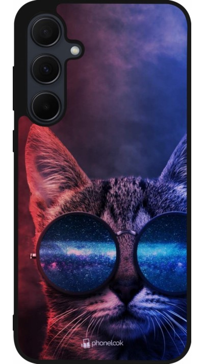 Samsung Galaxy A56 Case Hülle - Silikon schwarz Red Blue Cat Glasses