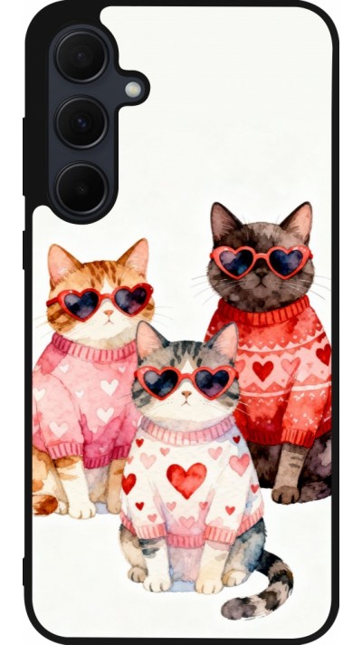 Samsung Galaxy A56 Case Hülle - Silikon schwarz Saint Valentines Day 26 Cat Love