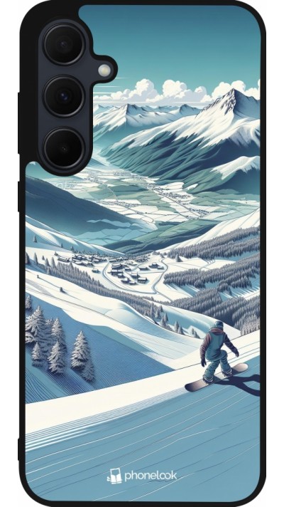 Samsung Galaxy A56 Case Hülle - Silikon schwarz Snowboarder Berg