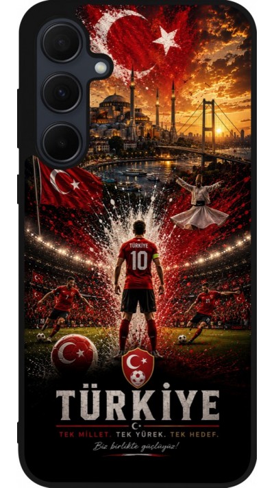 Coque Samsung Galaxy A56 - Silicone rigide noir Football Turquie splash 2026