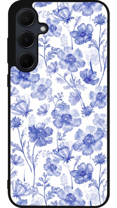 Samsung Galaxy A56 Case Hülle - Silikon schwarz Spring 23 watercolor blue flowers