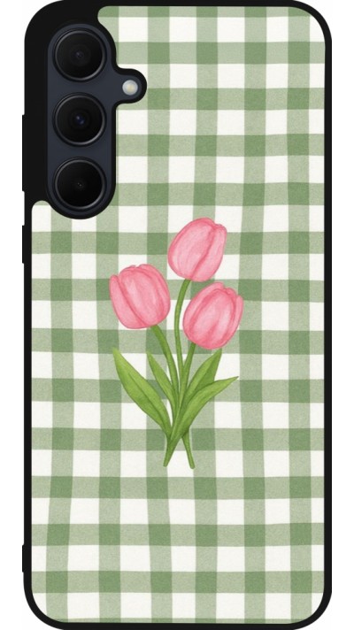Samsung Galaxy A56 Case Hülle - Silikon schwarz Green vichy tulips Spring 2026