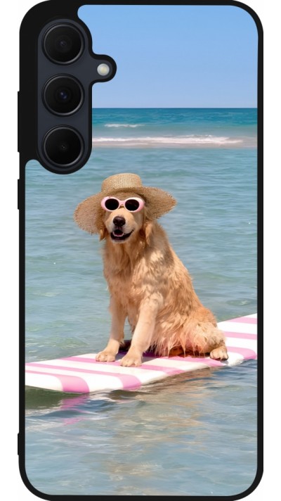 Samsung Galaxy A56 Case Hülle - Silikon schwarz Summer Dog on Paddle