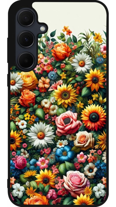 Samsung Galaxy A56 Case Hülle - Silikon schwarz Sommer Blumenmuster