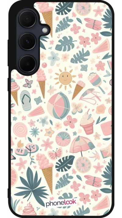 Samsung Galaxy A56 Case Hülle - Silikon schwarz Sommer Pink Muster