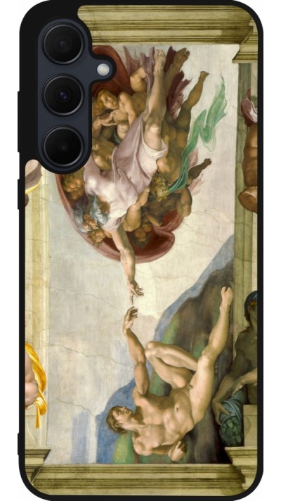 Samsung Galaxy A56 Case Hülle - Silikon schwarz Kunstbild - Die Erschaffung Adams - Michelangelo