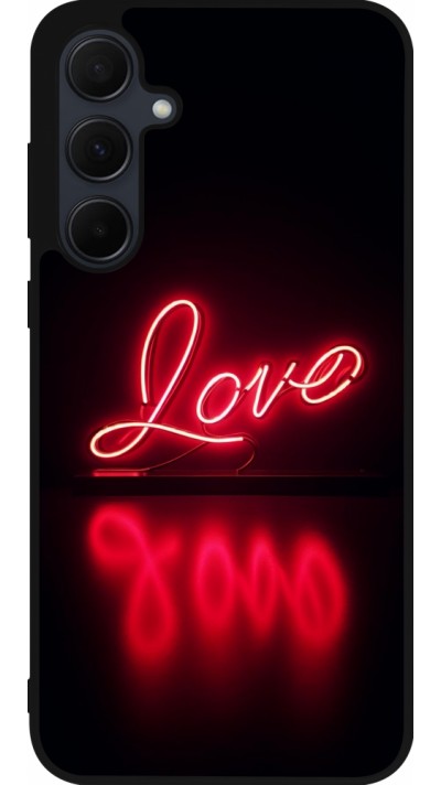 Samsung Galaxy A56 Case Hülle - Silikon schwarz Valentine 2025 Neon Liebe