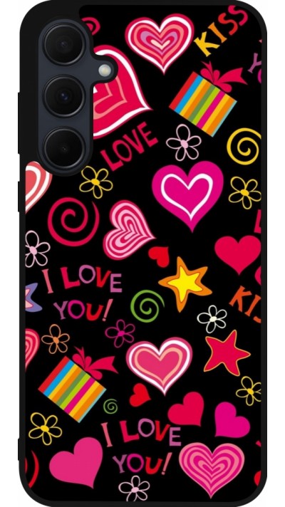 Samsung Galaxy A56 Case Hülle - Silikon schwarz Valentine 2023 love symbols