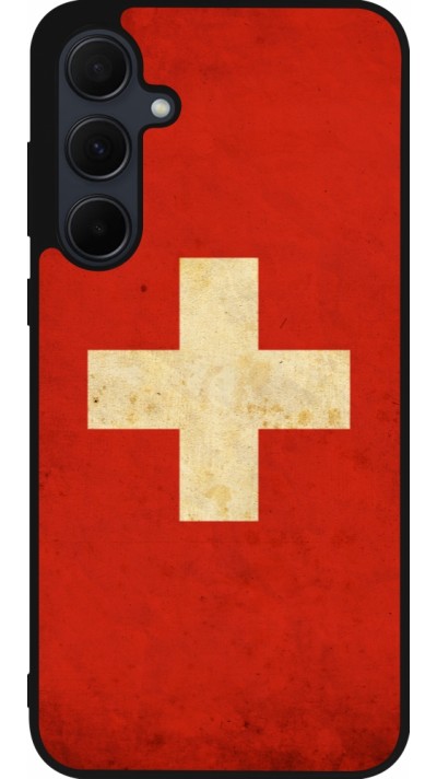 Samsung Galaxy A56 Case Hülle - Silikon schwarz Vintage Flag SWISS
