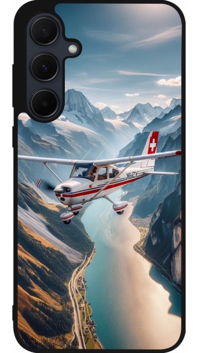 Coque Samsung Galaxy A56 - Silicone rigide noir Vol Alpin Suisse