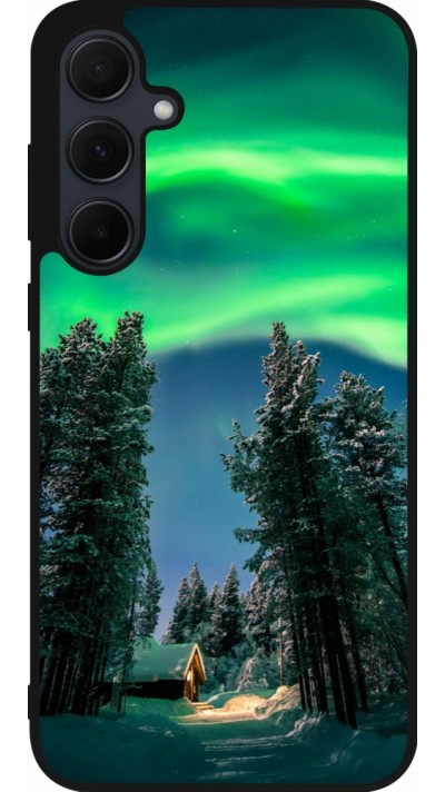 Samsung Galaxy A56 Case Hülle - Silikon schwarz Winter 22 Northern Lights