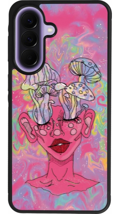 Samsung Galaxy A57 5G Case Hülle - Silikon schwarz Psychedelic pink mushroom