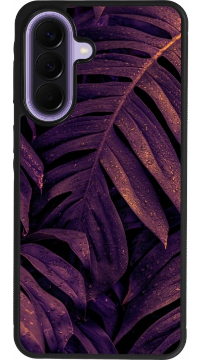 Samsung Galaxy A57 5G Case Hülle - Silikon schwarz Purple Light Leaves
