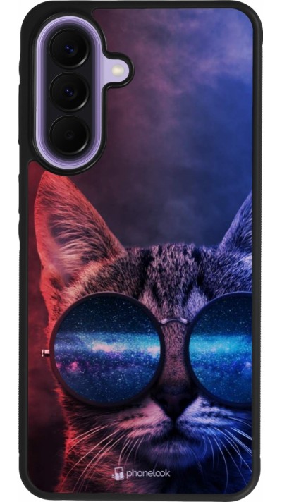 Samsung Galaxy A57 5G Case Hülle - Silikon schwarz Red Blue Cat Glasses