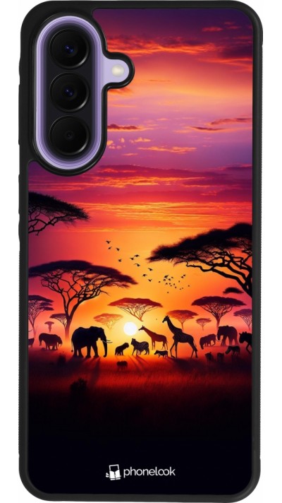 Samsung Galaxy A57 5G Case Hülle - Silikon schwarz Safari Sonnenuntergang Wildtiere