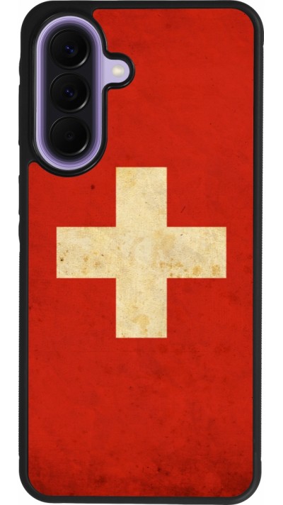Samsung Galaxy A57 5G Case Hülle - Silikon schwarz Vintage Flag SWISS