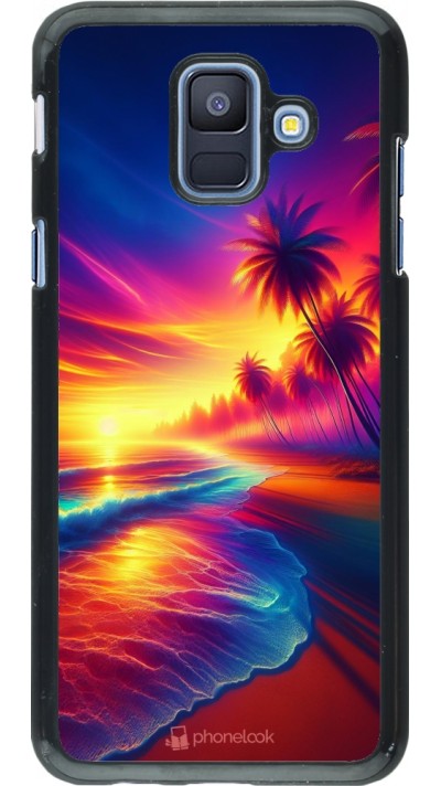 Coque Samsung Galaxy A6 - Plage coucher soleil flashy
