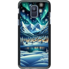 Samsung Galaxy A6 Case Hülle - Verschneites Bergdorf am See in der Nacht