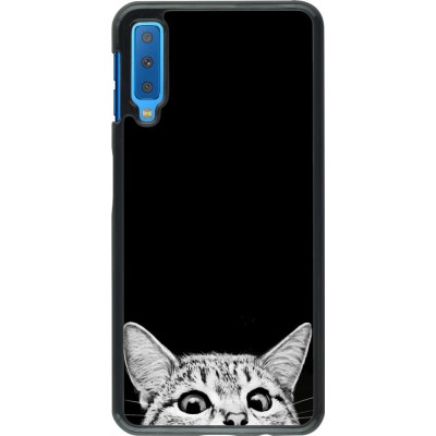 Hülle Samsung Galaxy A7 - Cat Looking Up Black