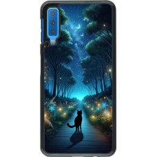 Samsung Galaxy A7 Case Hülle - Schwarze Katze Spaziergang