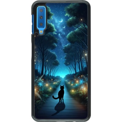 Samsung Galaxy A7 Case Hülle - Schwarze Katze Spaziergang