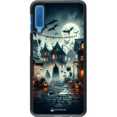 Samsung Galaxy A7 Case Hülle - Halloween Spukstadt