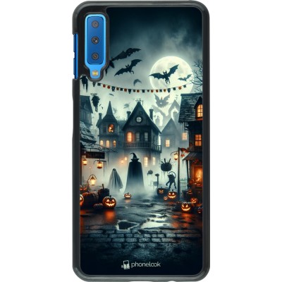 Samsung Galaxy A7 Case Hülle - Halloween Spukstadt
