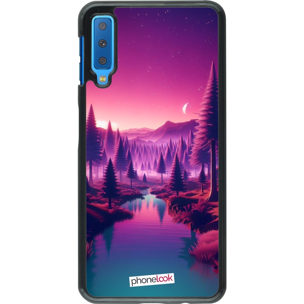 Samsung Galaxy A7 Case Hülle - Lila-rosa Landschaft